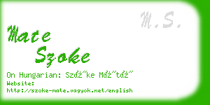 mate szoke business card
